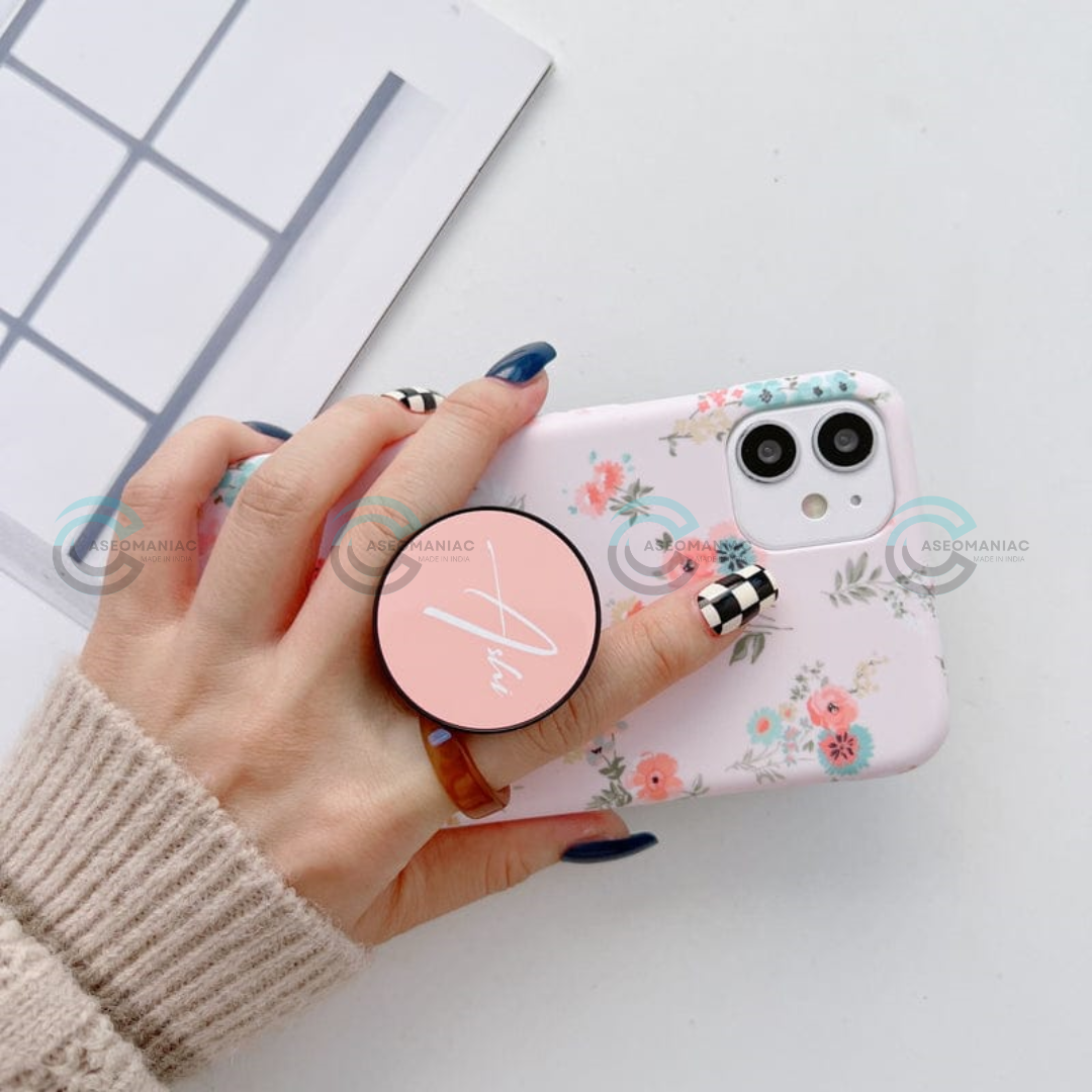 Floral Slim Case Cover With Custom Pop Socket
