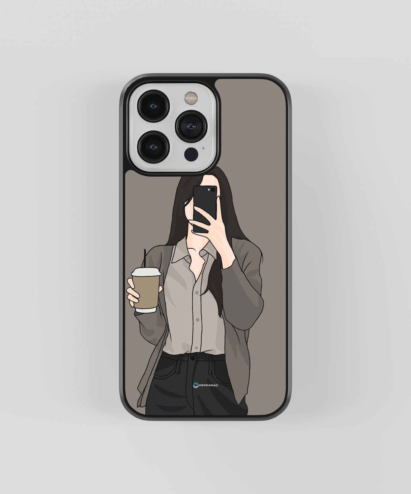 Groovy Girl with coffee Glass Phone Case