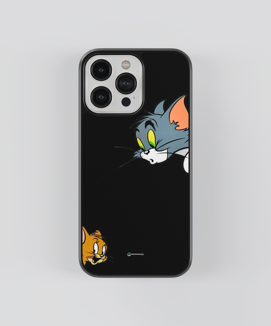 Tom and Jerry Black Glass Case